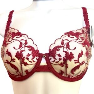 Warcoal Elegant Red Lace Underwire Bra 32D NWT